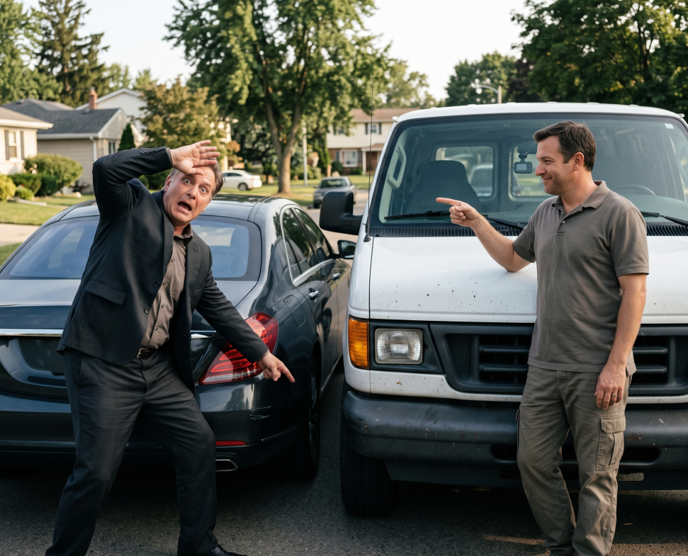 dash-cam-liability-disputed-accident-claims Two drivers disputing what happened after a collision, the situation dash cam liability coverage is meant to settle.
